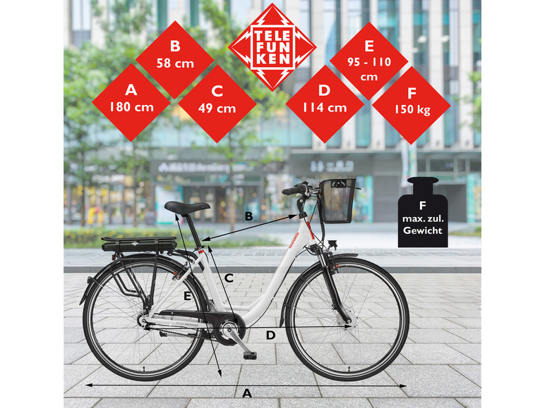 TELEFUNKEN TELEFUNKEN E-Bike »Multitalent RC657-S«, Pedelec, Citybike, 28 Zoll, 100 km Reichweite