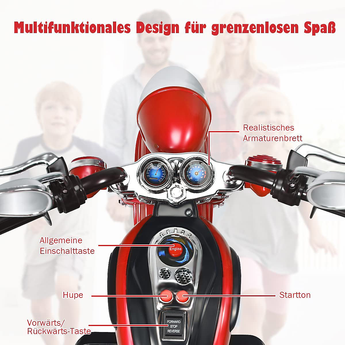 Motorrad Dreirädriges Design ab 3 Jahren rot