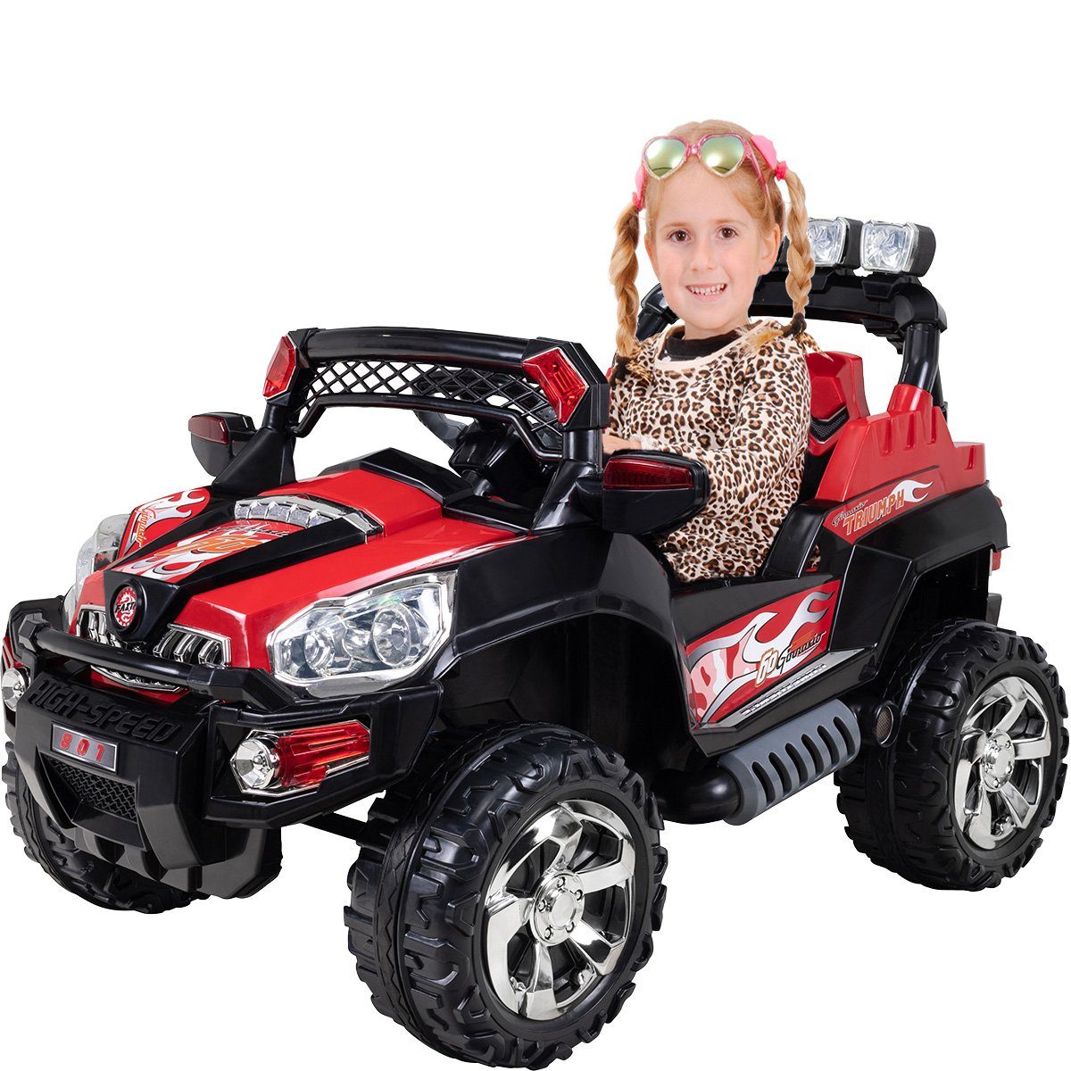 Actionbikes Motors electric children's car Jeep 801 with remote control, load capacity 40 kg, (2-piece), children's off-road vehicle toy from 3 years - automatic braking