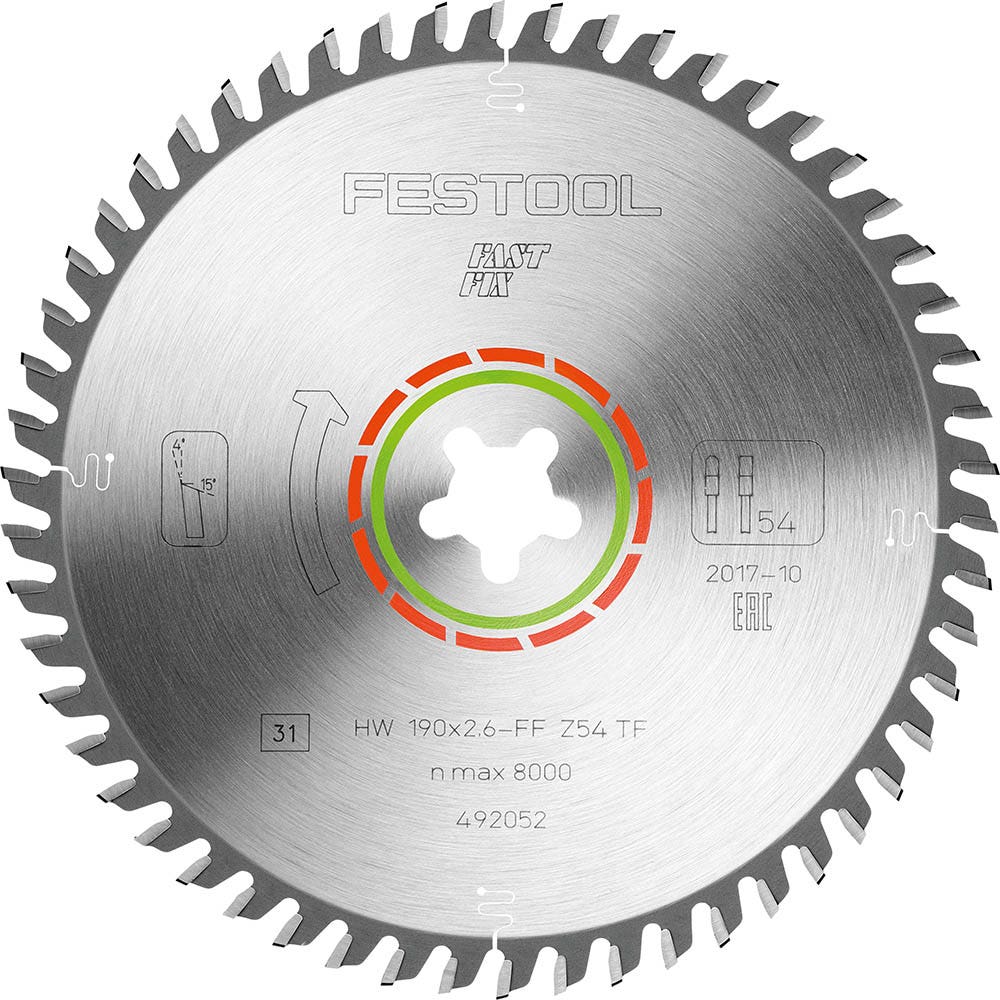 FESTOOL 190mm 54T TCT Circular Saw Blade for Laminate Flooring Cutting - FAST FIX