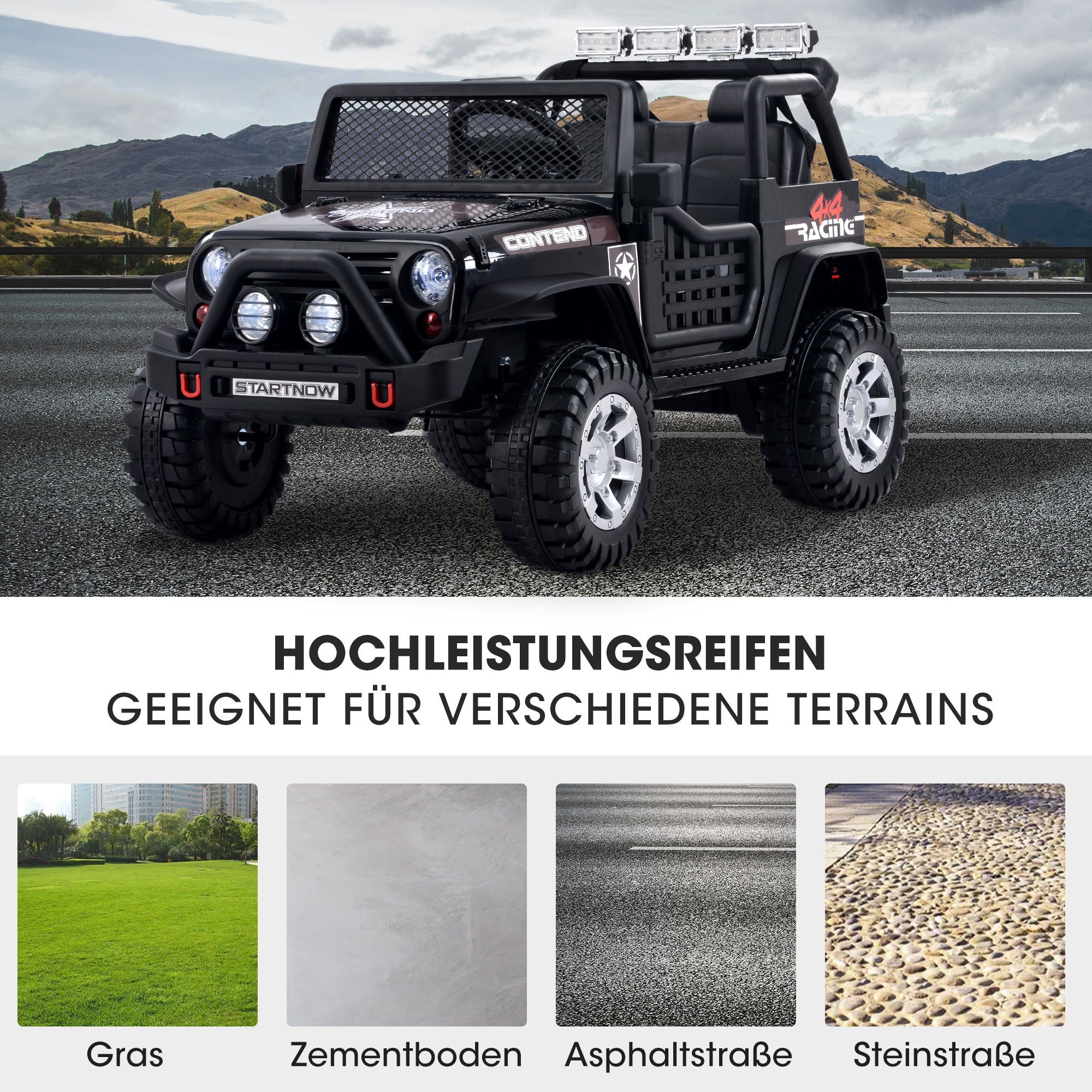 Merax Elektro-Kinderauto, Belastbarkeit 50 kg, mit 2 Sitzer, Elektroauto mit USB, AUX und Bluetooth inkl. Ferndienung