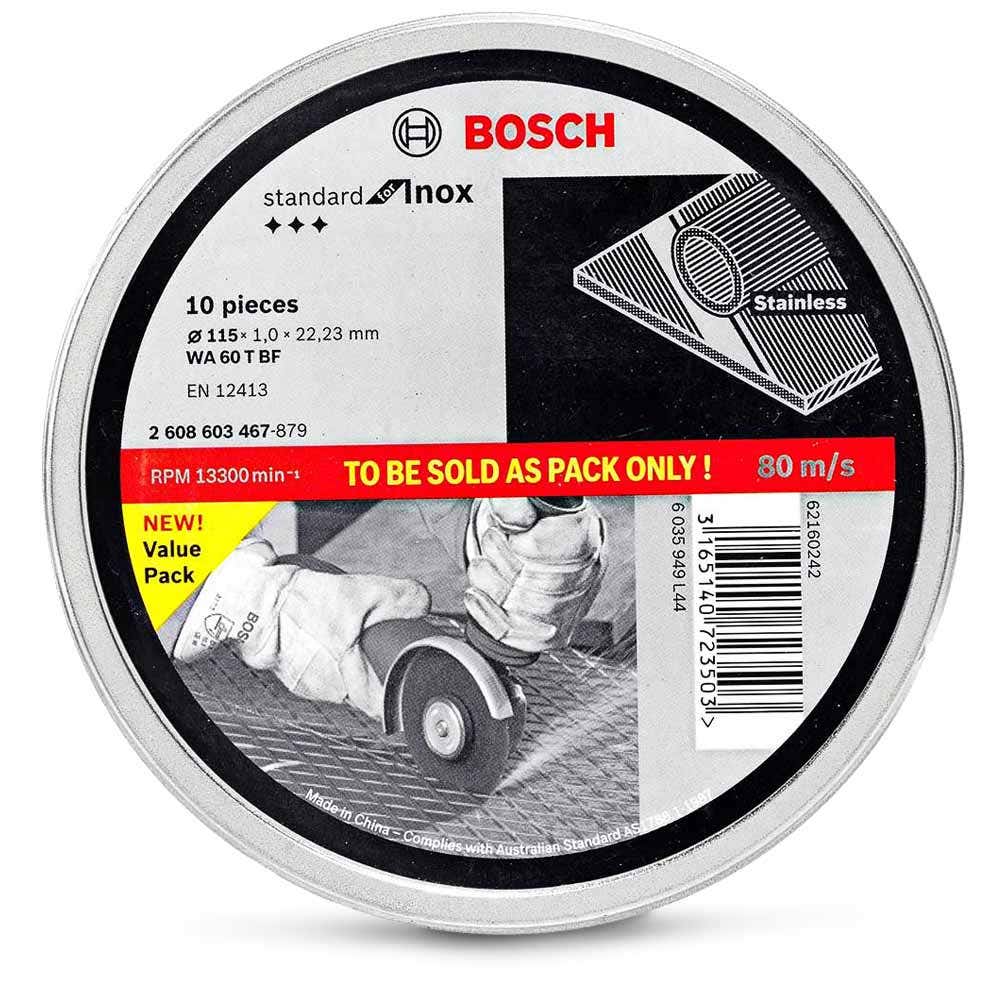 BOSCH 115 x 1.0mm Steel & Stainless Cut Off Disc - STANDARD for INOX - 10 Piece Tin