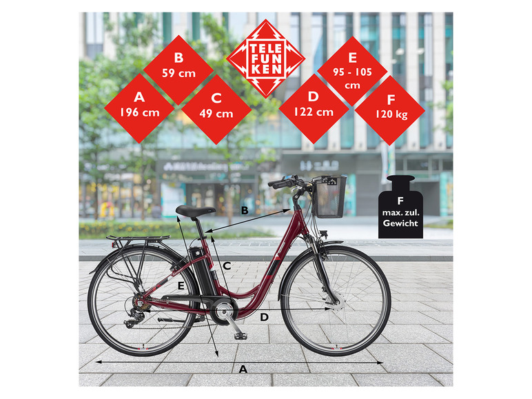 TELEFUNKEN E-Bike Cityrad »RC822 Multitalent«, 28 Zoll