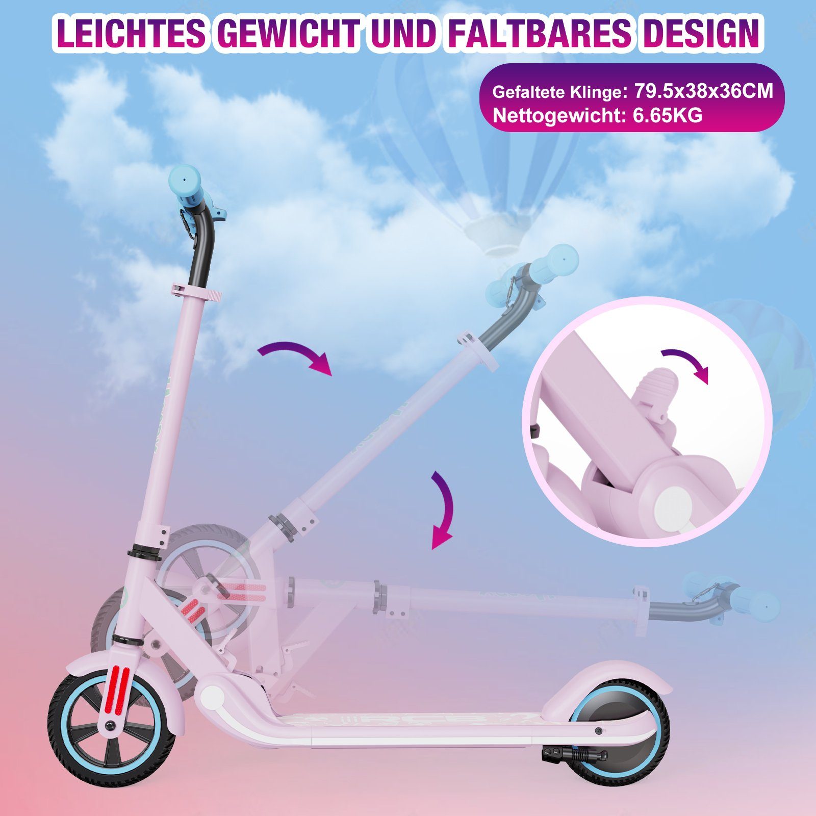 RCB mini scooter, children's scooter, foldable children's scooter 150W 16km/h