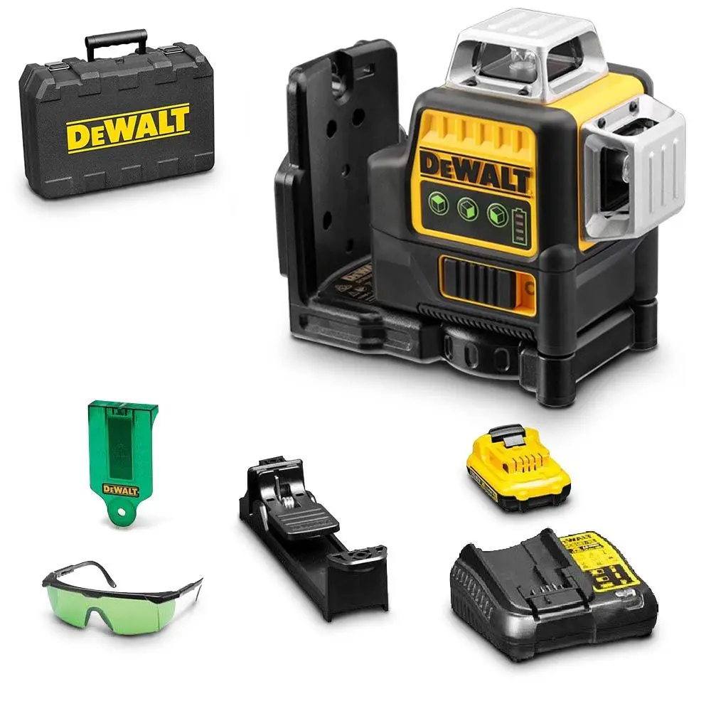 DEWALT 3 X 360° Multi-line Laser Level Green Kit DCE089D1G-XE