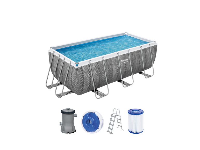 Bestway Power Steel™ Frame Pool Komplett-Set mit Filterpumpe, ca. L 412 x B 201 x L 122 cm