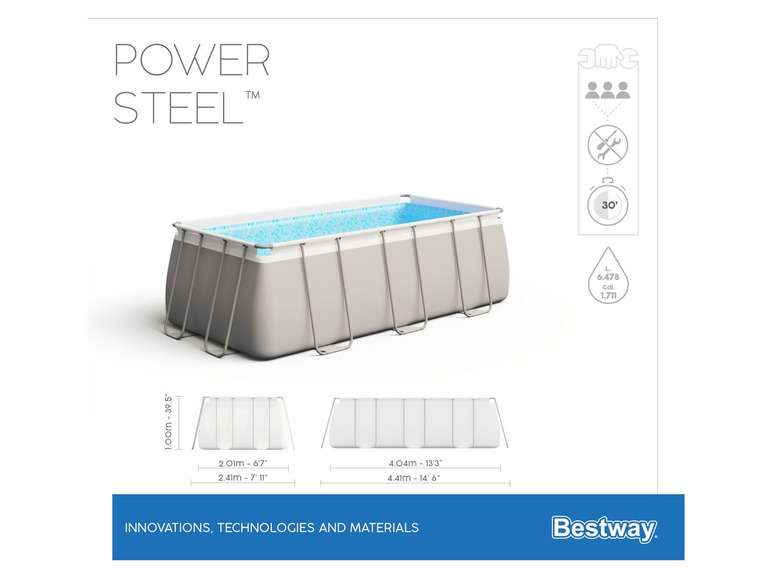 Bestway Power Steel™ Frame Pool Komplett-Set, eckig