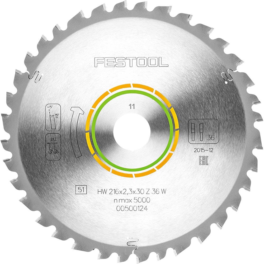 FESTOOL 216mm 36T TCT Circular Saw Blade for Wood Cutting