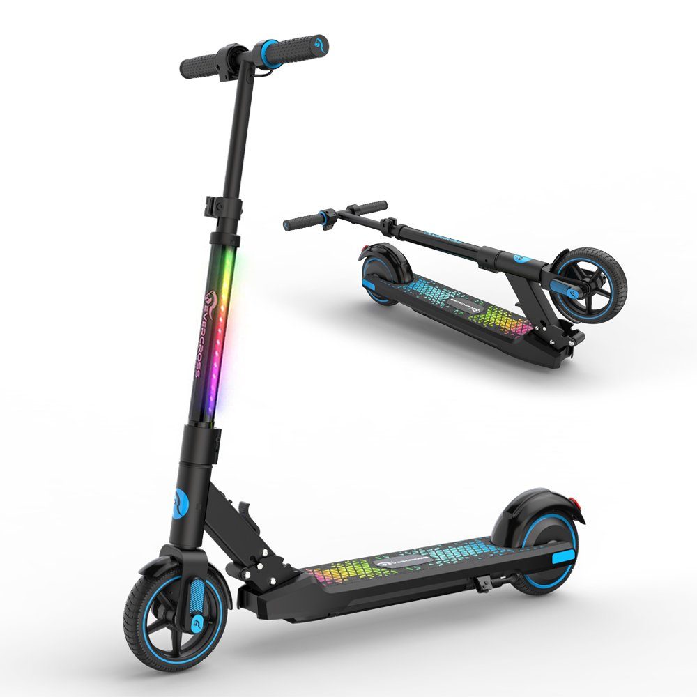 Evercross mini scooter, electric scooter for children aged 6-16 years, max 15 km/h, electric kick scooter, LED