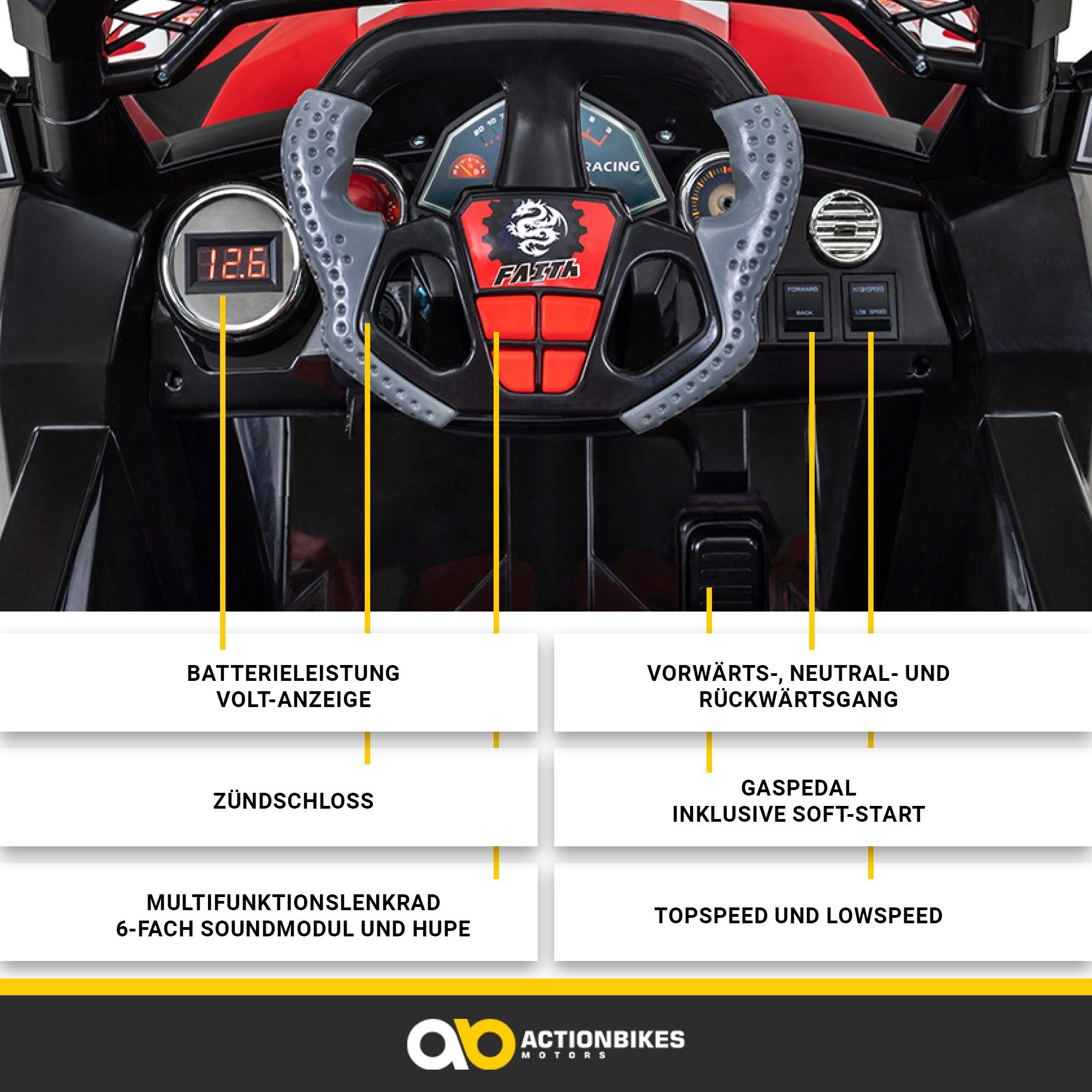 Actionbikes Motors electric children's car Jeep 801 with remote control, load capacity 40 kg, (2-piece), children's off-road vehicle toy from 3 years - automatic braking