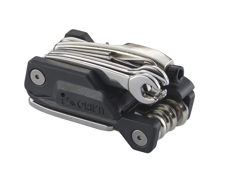 CRIVIT Fahrrad Multifunktionstool / Untersatteltasche mit Werkzeug / Minipumpe mit Manometer