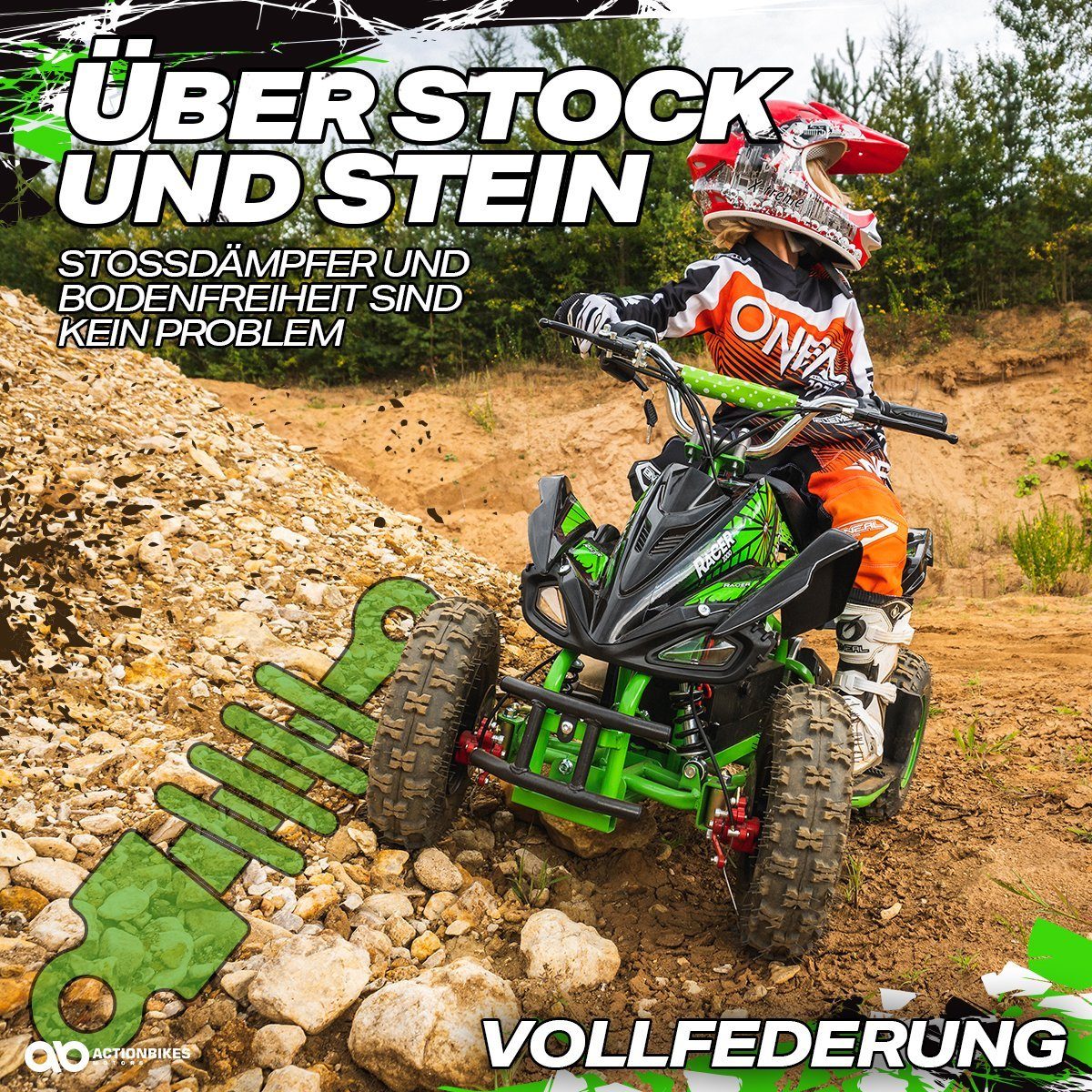 Actionbikes Motors Electric Children's Quad Mini Children's Electric Quad Racer 1000 W 36 V, load capacity 50 kg, (1 piece), up to 50 kg - disc brakes - Safety Touch System foot switch