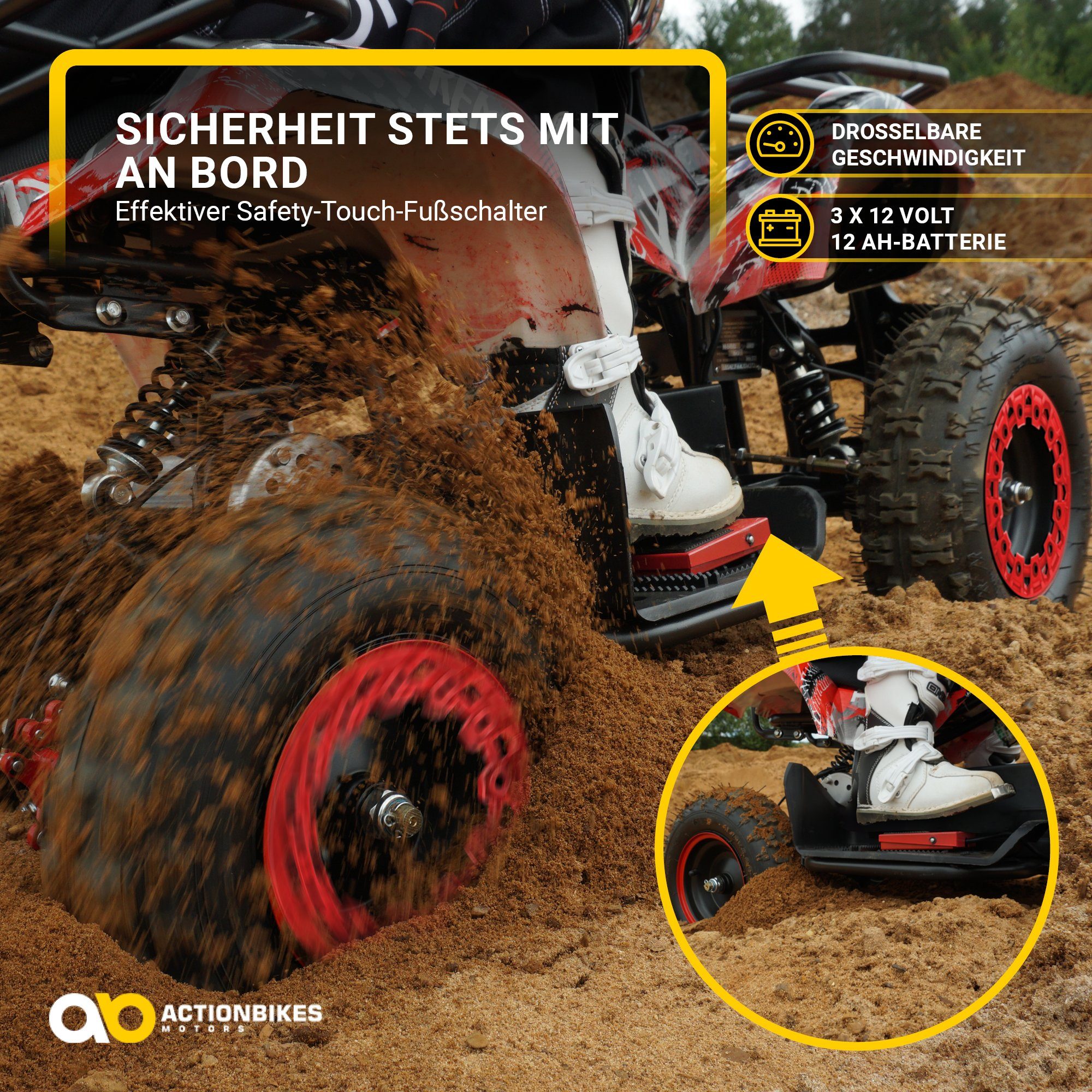 Actionbikes Motors electric children's quad children's electric quad Torino ATV 1000 W 36 V, load capacity 50 kg, (1 piece), pocket quad - safety touch - perforated disc brake - up to 25 km/h