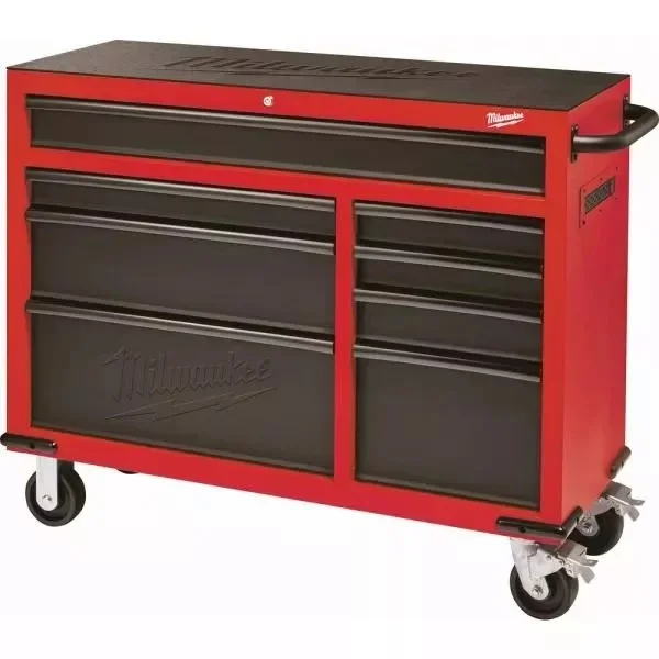 46 inches. Red/Black Textured 8-Drawer Roller Cabinet Toolbox