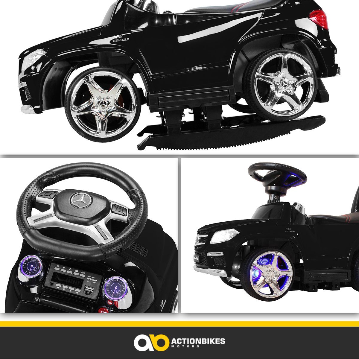 Actionbikes Motors Rutscherauto Mercedes Benz GL 63 AMG Rutschauto inkl. Schiebestange, (Kinder Elektro Auto ab 1 Jahr elektrisch - Schaukelfunktion - Trittbretter, 1-tlg., 6V Batterie - MP3 - Bluetooth - Soundmodul - LED - EVA-Reifen), Kinder Fahrze