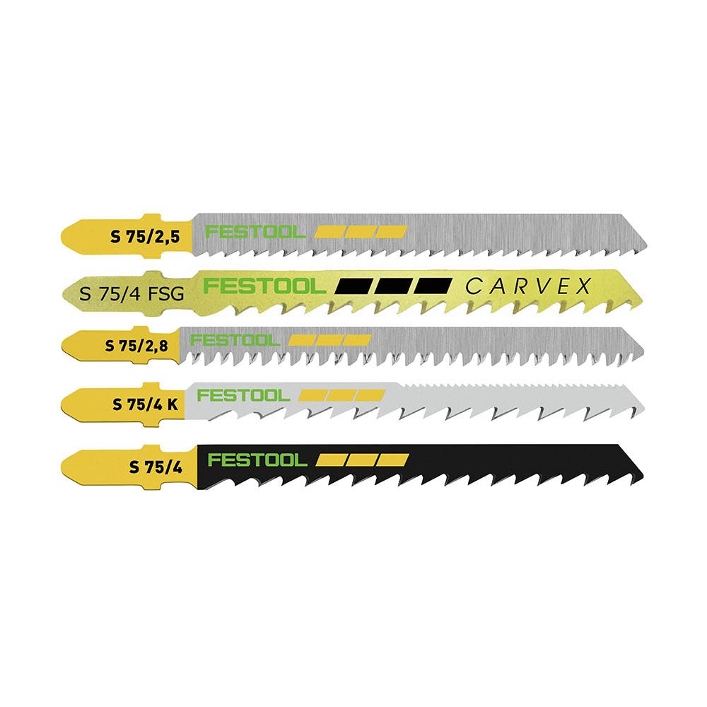 FESTOOL 75mm T-Shank Jigsaw Blade for Wood Cutting - Assorted - 25 Piece 204275