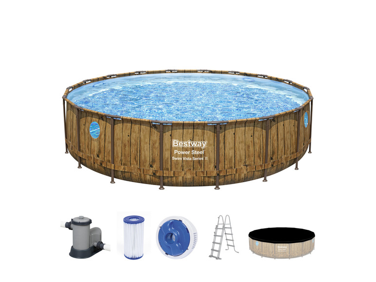 Bestway Power Steel™ Swim Vista Series™ Frame Pool Komplett-Set mit Filterpumpe, ca. Ø 549 x 122 cm