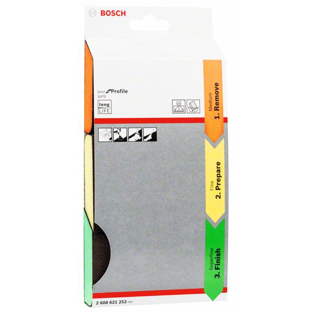 BOSCH Foam Angled Hand Sanding Block Kit - S470 BEST for PROFILE - 3 Piece