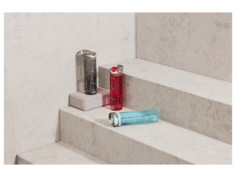 CRIVIT Trinkflasche, Einhand-Bedienung, mit ausklappbarem Mundstück