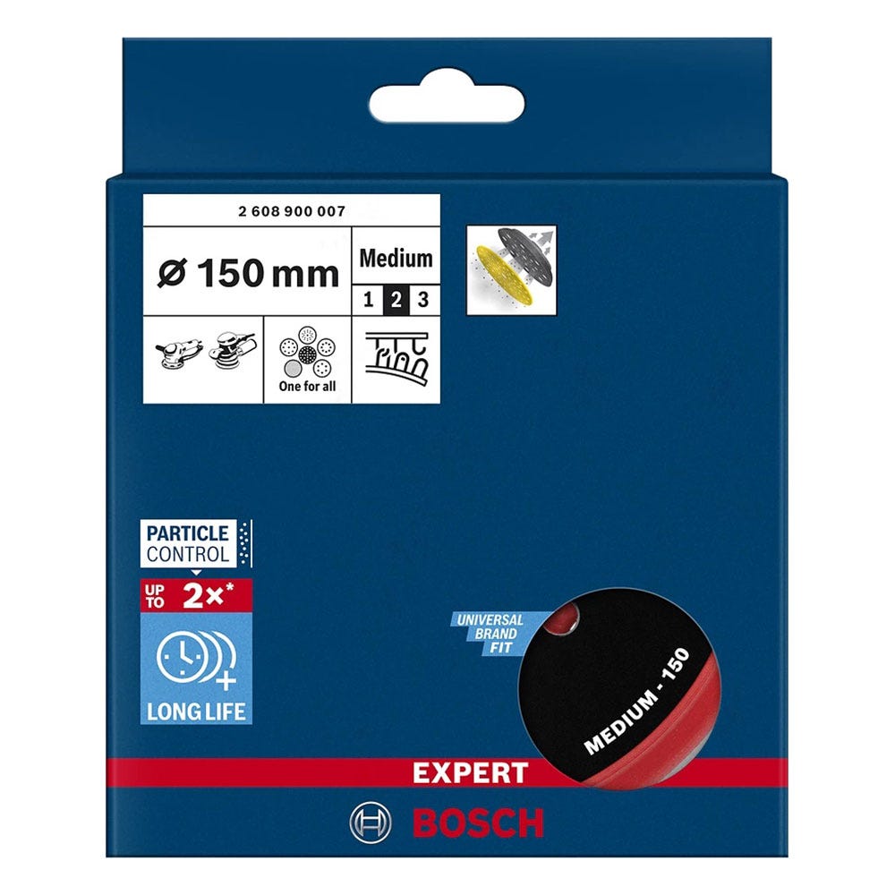 BOSCH 150mm Medium Hook & Loop Random Orbital Sander Backing Pad - Universal 2.608.900.007