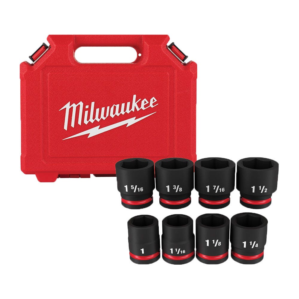 MILWAUKEE 8 Piece 3/4inch Drive 6 Point Shockwave SAE Standard Impact Socket Set 49667017
