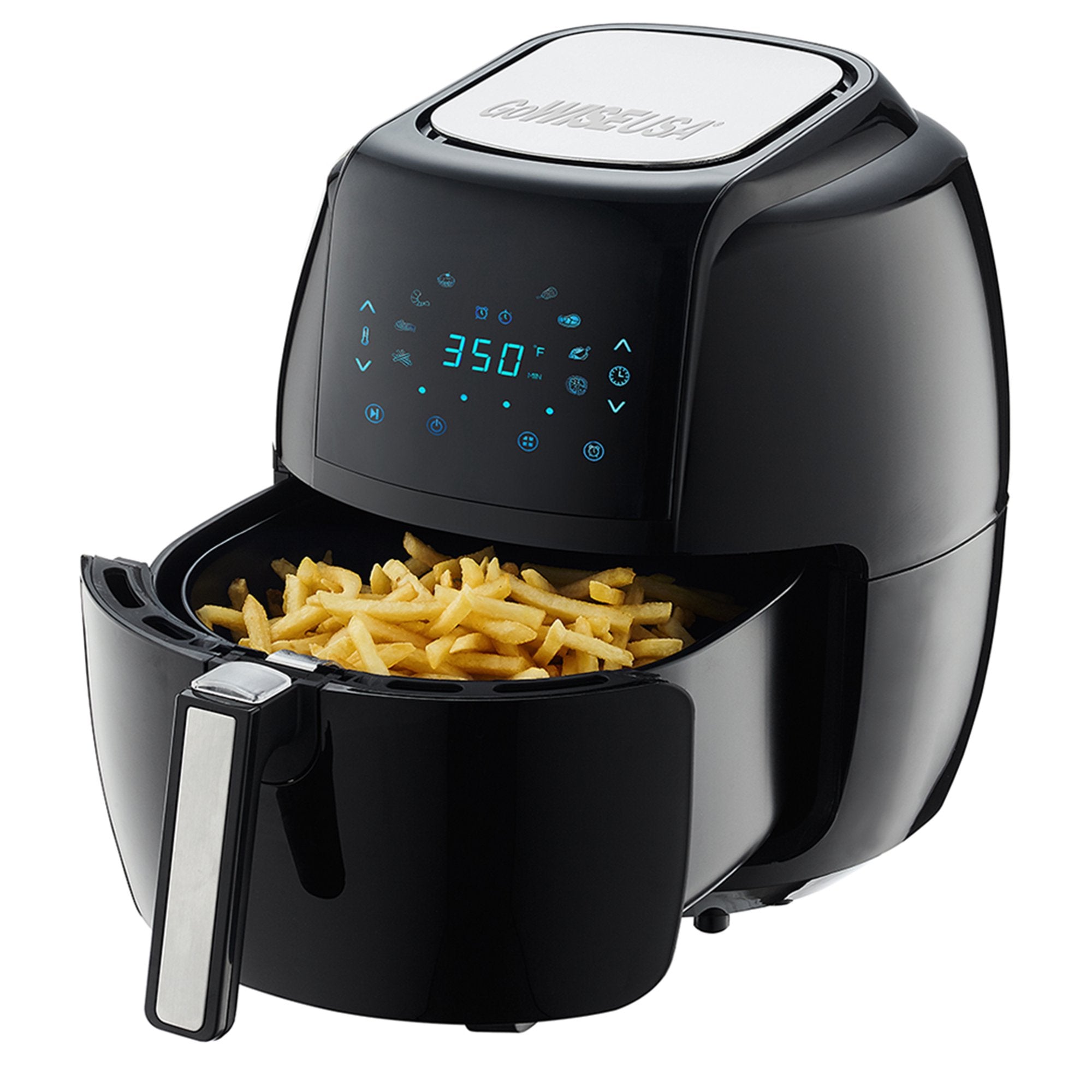 GoWISE USA 5.8-Quarts 8-in-1 Air Fryer XL with 6 Piece Accessory Set + 50 Recipes for your Air Fryer Book (Black)