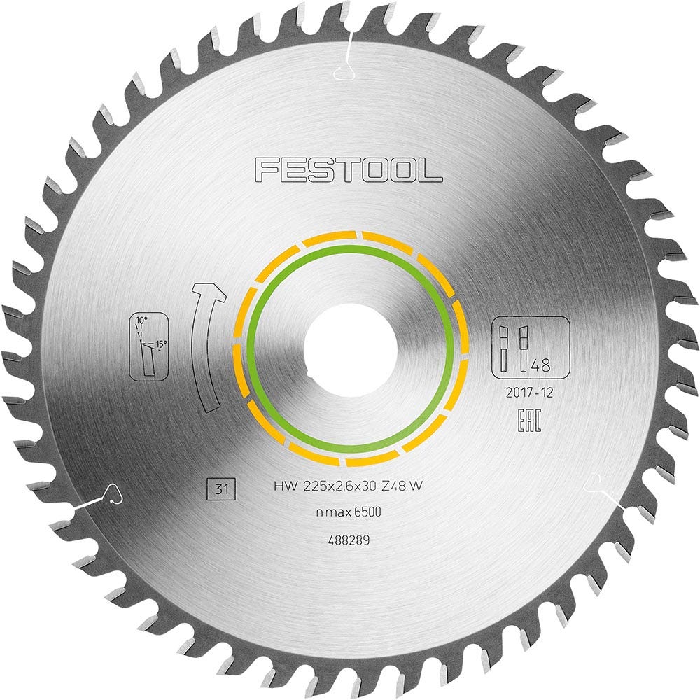 FESTOOL 225mm 48T TCT Circular Saw Blade for Veneered Panel Cutting