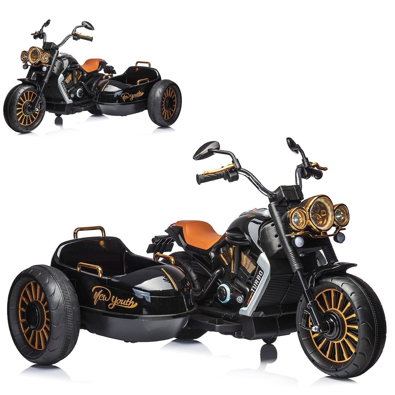 Chipolino electric children's motorcycle Children's electric motorcycle DUO, load capacity 50 kg, TRON, sidecar, music function, for 2 children