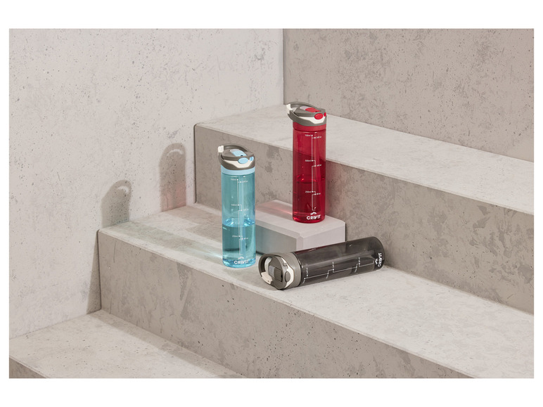 CRIVIT Trinkflasche, Einhand-Bedienung, mit ausklappbarem Mundstück