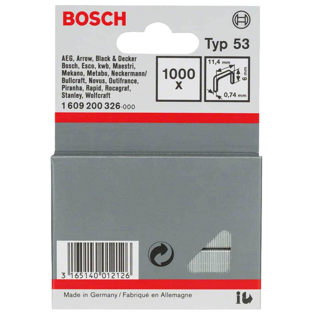 BOSCH 6mm Staples  - 1000 Pieces BOX Suits PTK14E 1609200326