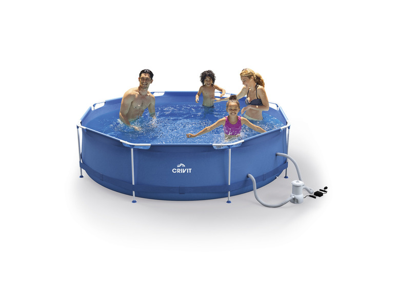 CRIVIT Metal-Frame-Pool, Ø 300 x H 76 cm, inkl. Fliterpumpe