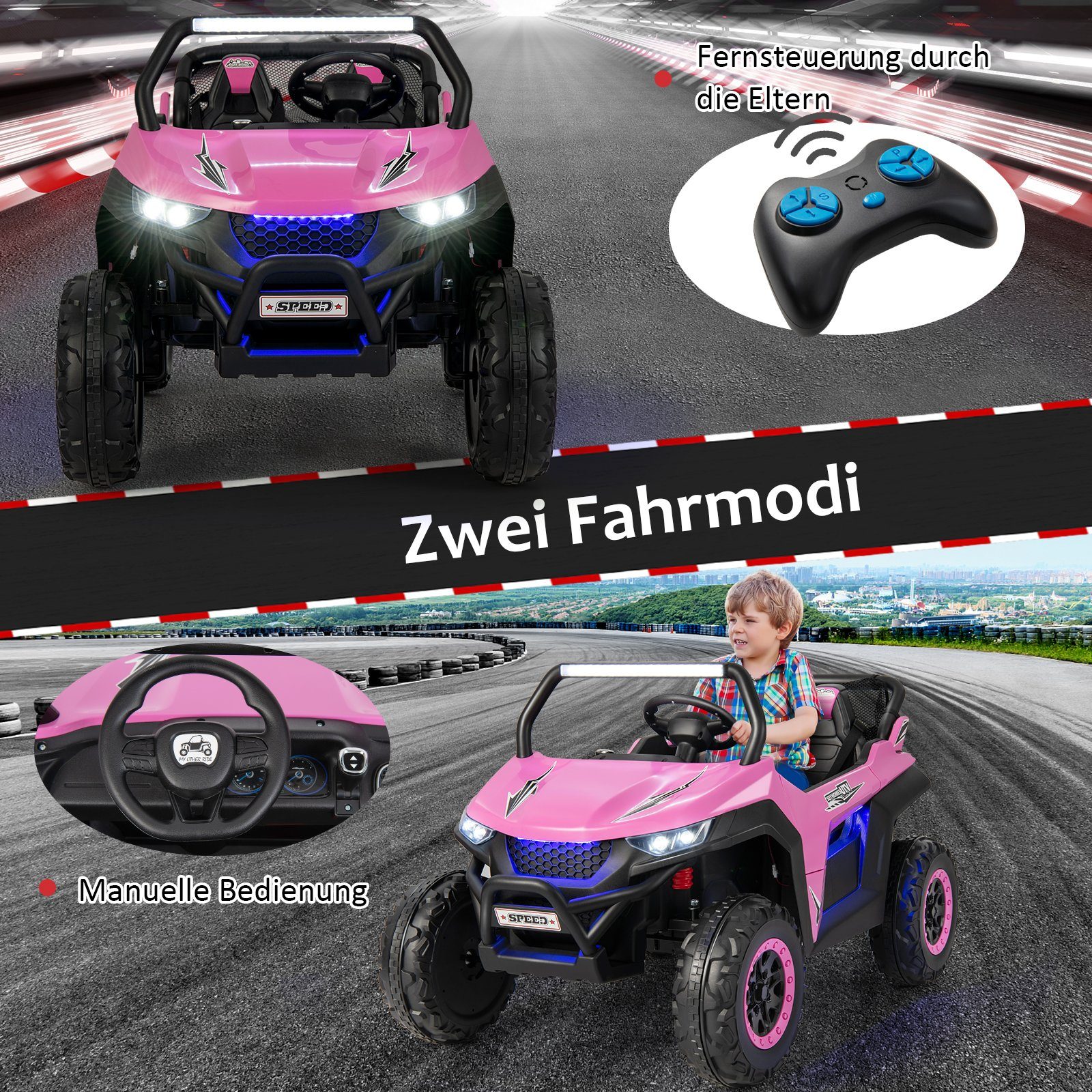 COSTWAY electric children's car 12V children's quad, 2 seats, 2-4 km/h