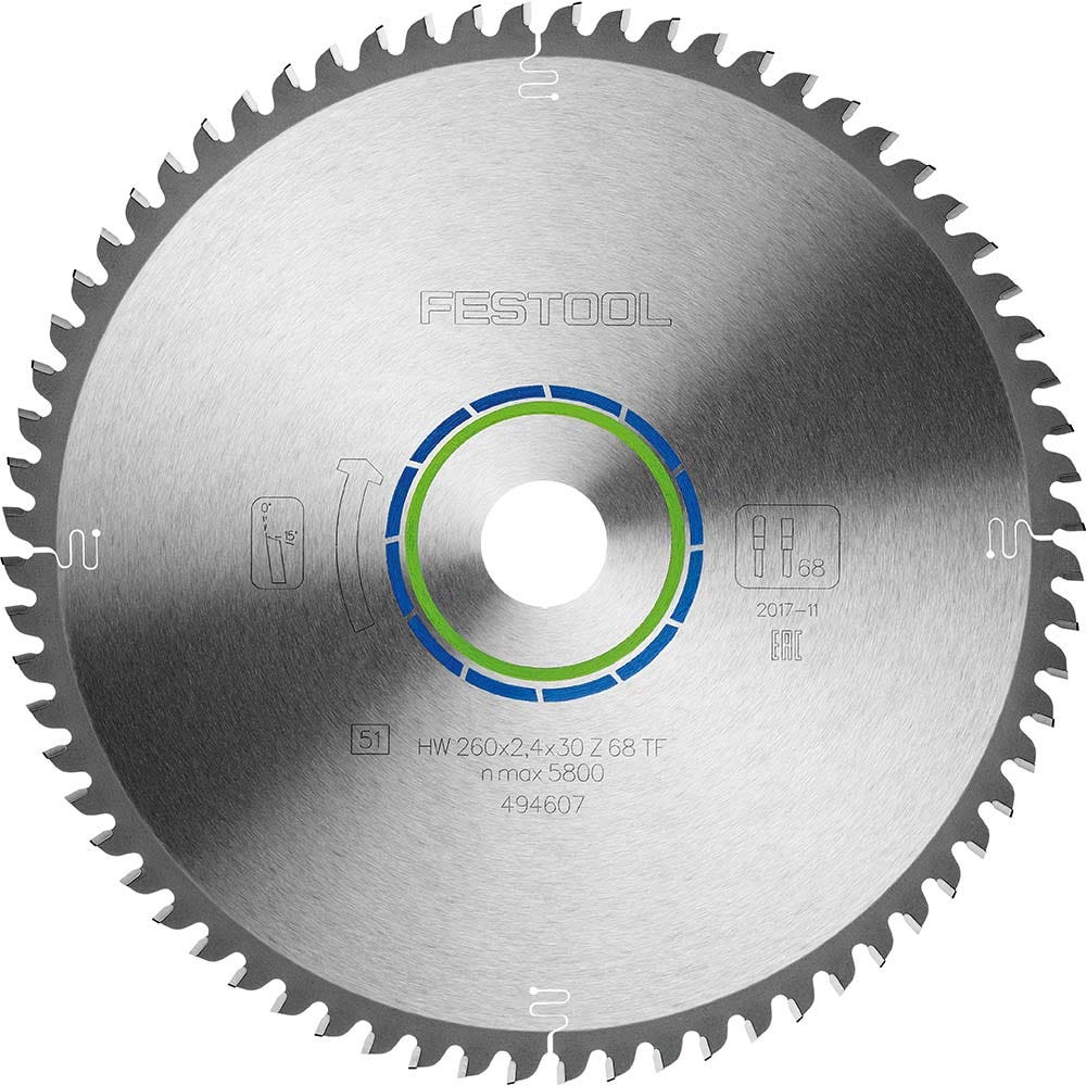 FESTOOL 260mm 68T TCT Circular Saw Blade for Non-Ferrous Metal Cutting