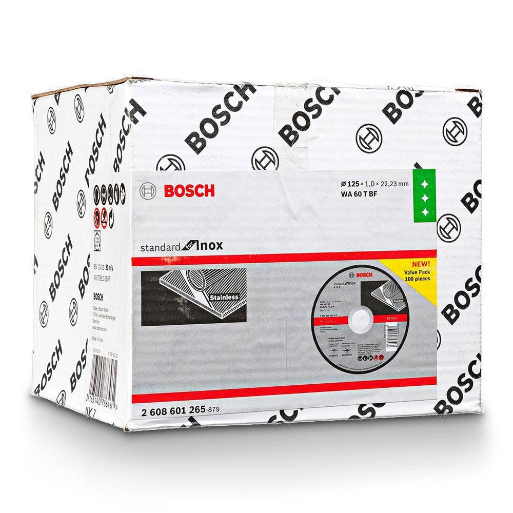 BOSCH 125 x 1.0mm Steel & Stainless Cut Off Disc - STANDARD for INOX - 100 Piece
