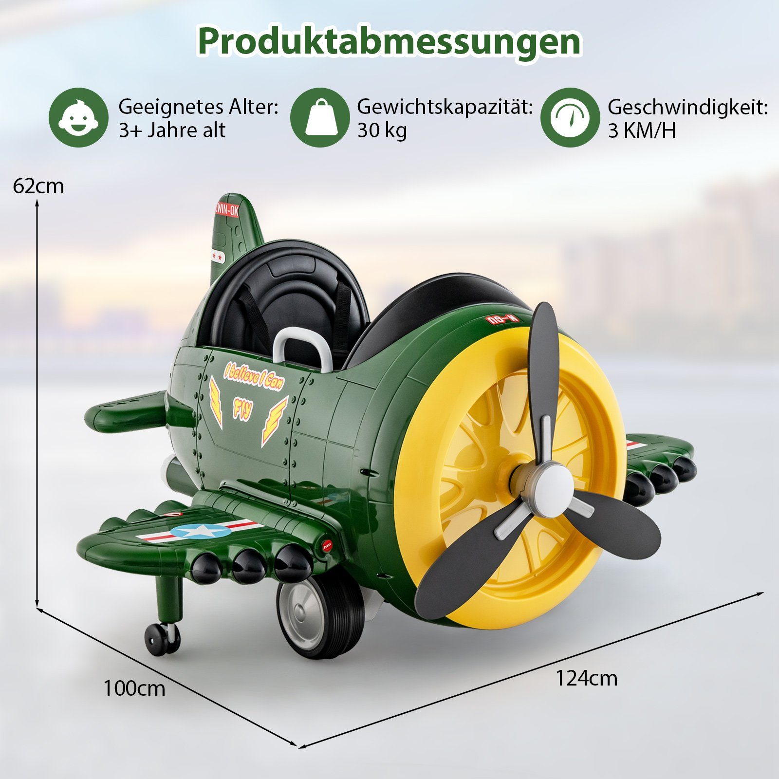 COSTWAY Electric Children's Car Electric Airplane with Propeller Airplane Toy