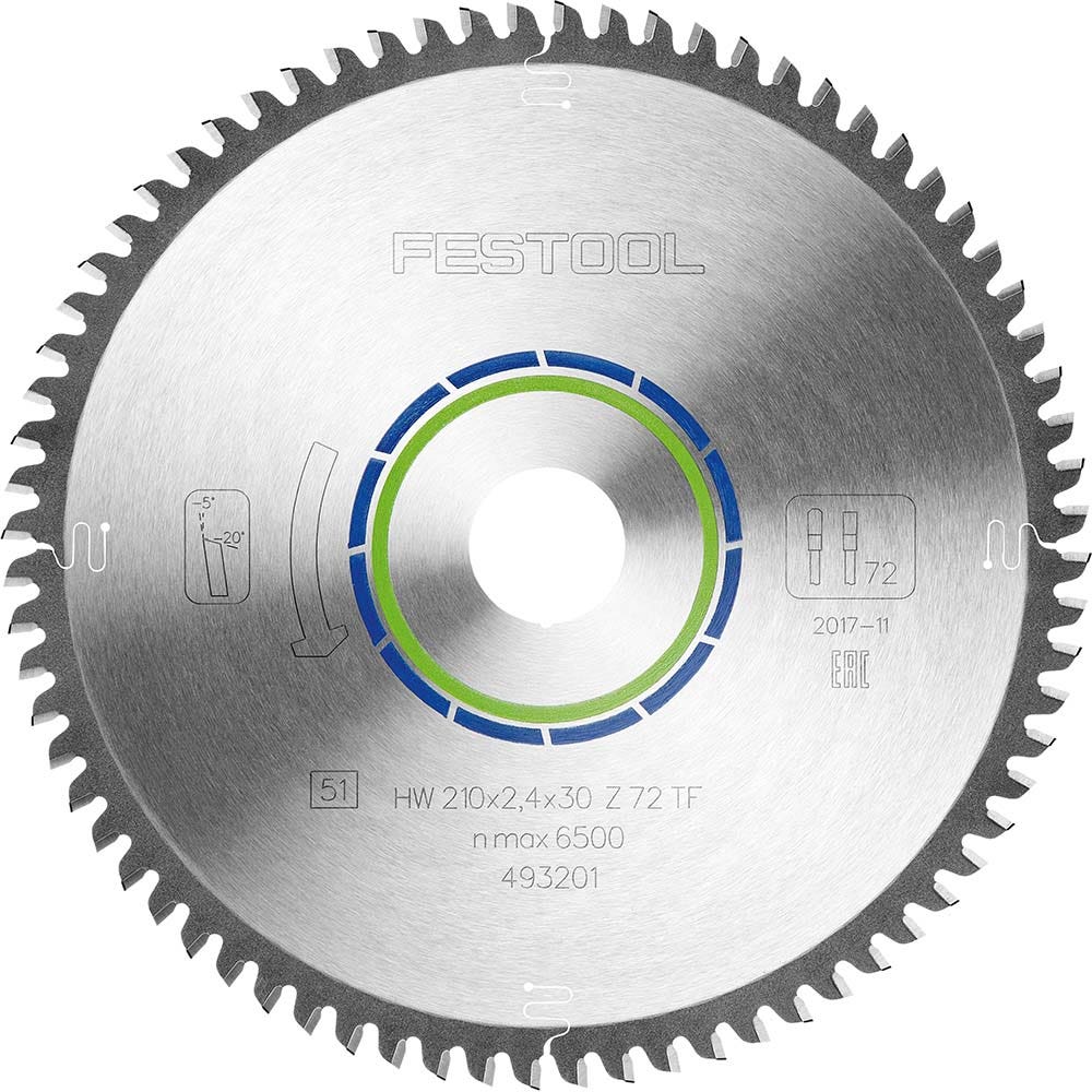 FESTOOL 210mm 72T TCT Circular Saw Blade for Non-Ferrous Metal Cutting