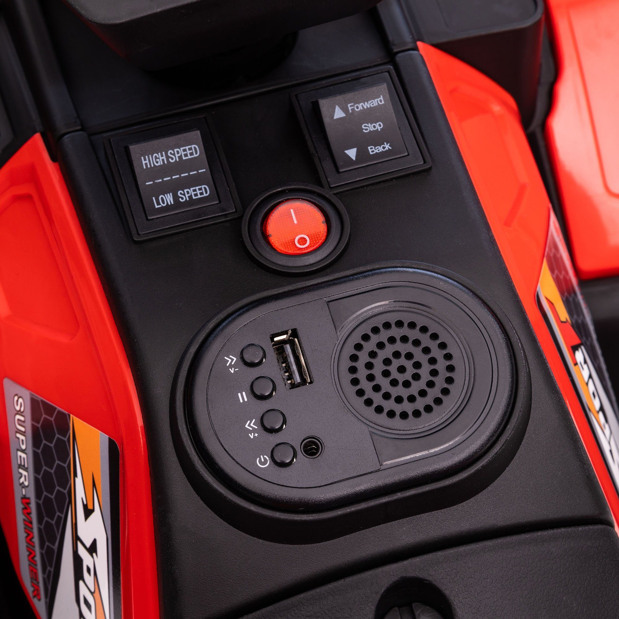 HOMCOM electric children's quad children's electric quad, max. 4 km/h, children's motorcycle, black + red, load capacity 25 kg, (1 piece), 88L x 45W x 50H cm