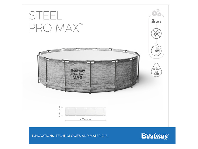 Bestway Bestway Steel Pro Max™ Framepool Komplett-Set 488x122 cm