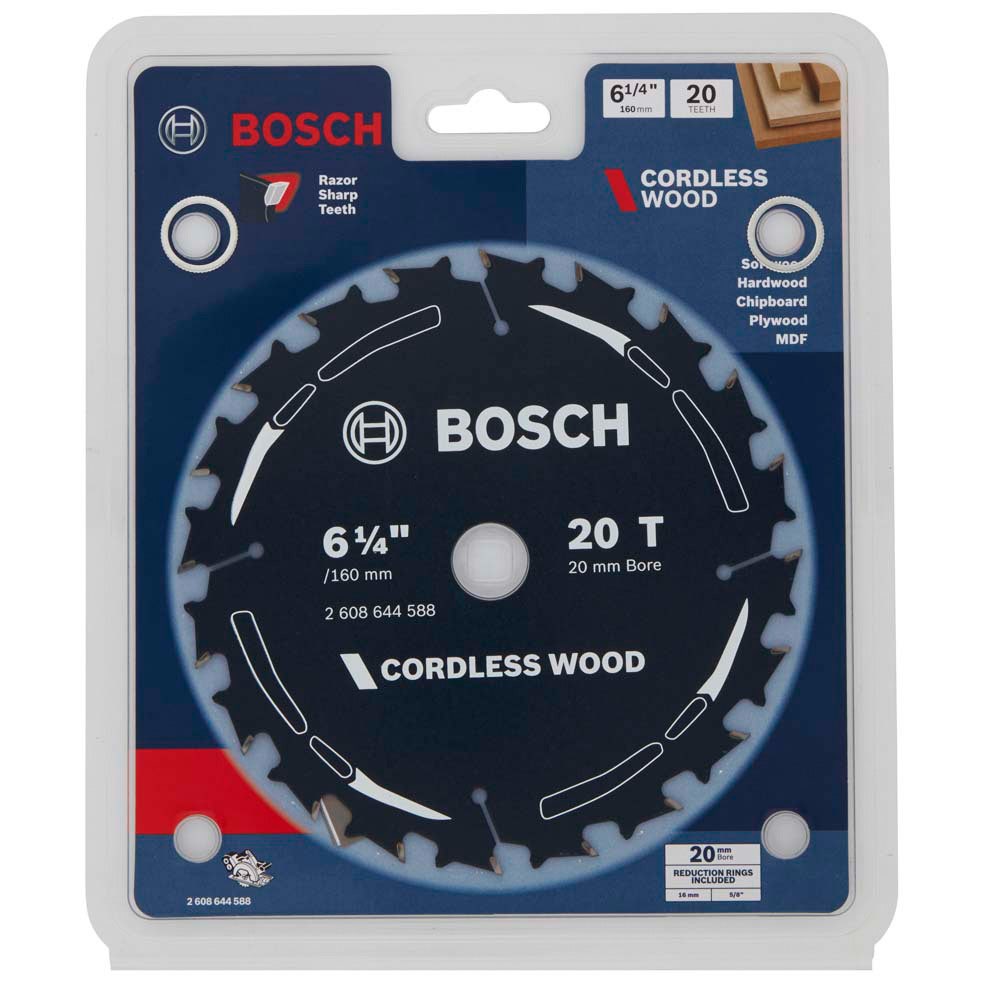 BOSCH 160mm 20T TCT Circular Saw Blade for Wood Cutting - CORDLESS WOOD