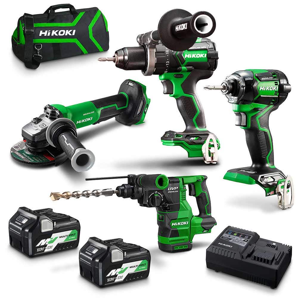 HiKOKI 36V Brushless 4 Piece 2 x 2.5/5.0Ah Combo Kit KC36D4A3(HRZ)