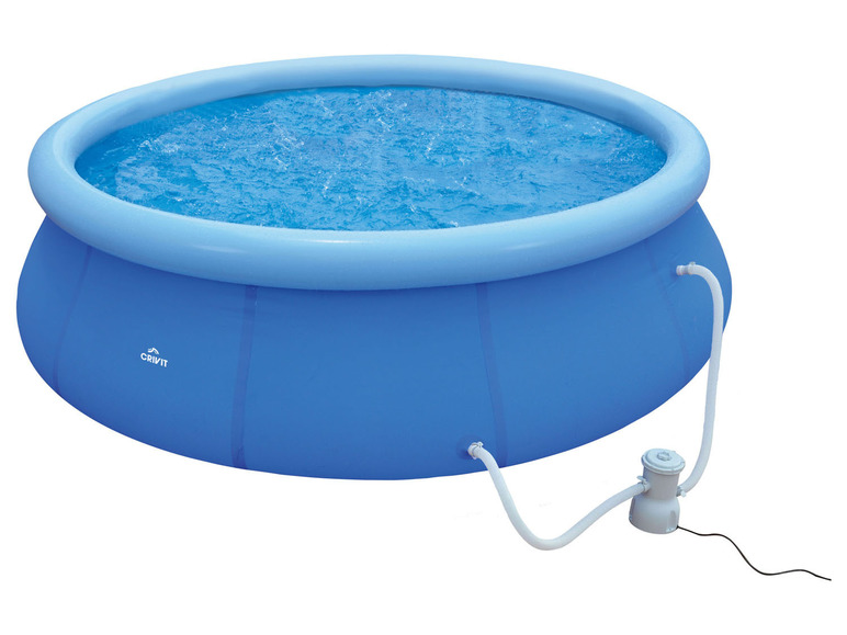 CRIVIT Quick-up Pool-Set, Ø 450 x H 122 cm, Komplett-Set mit Filterpumpe, Leiter, Planen