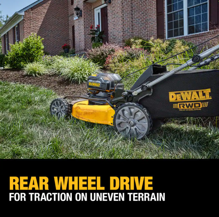 DEWALT 21 in. 20-Volt Cordless Electric Manual Walk Behind Self Propelled Mower with Two 12 Ah Flexvolt Batteries and Charger
