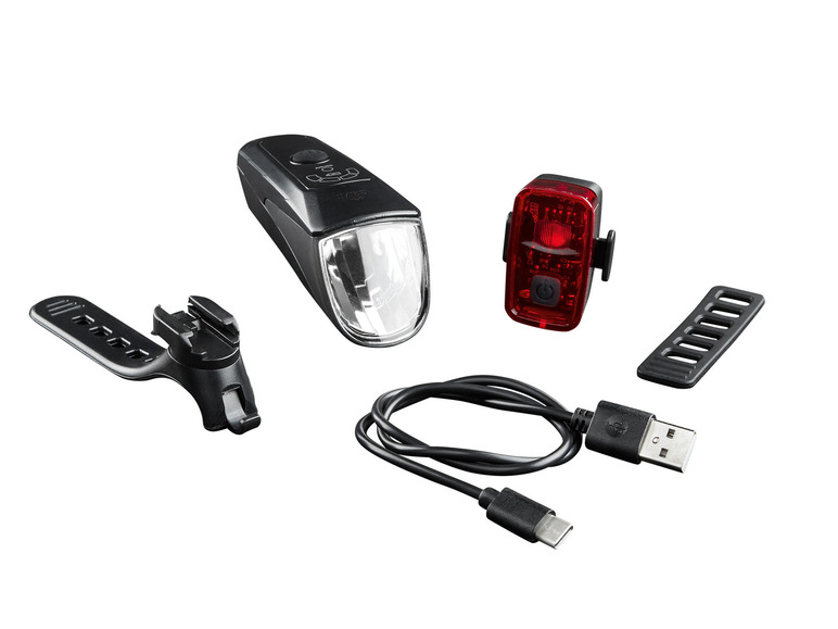 CRIVIT LED Fahrradleuchtenset 70/30/15 Lux