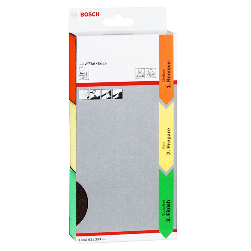 BOSCH Foam Hand Sanding Block Kit - S471 BEST for FLAT & EDGE - 3 Piece