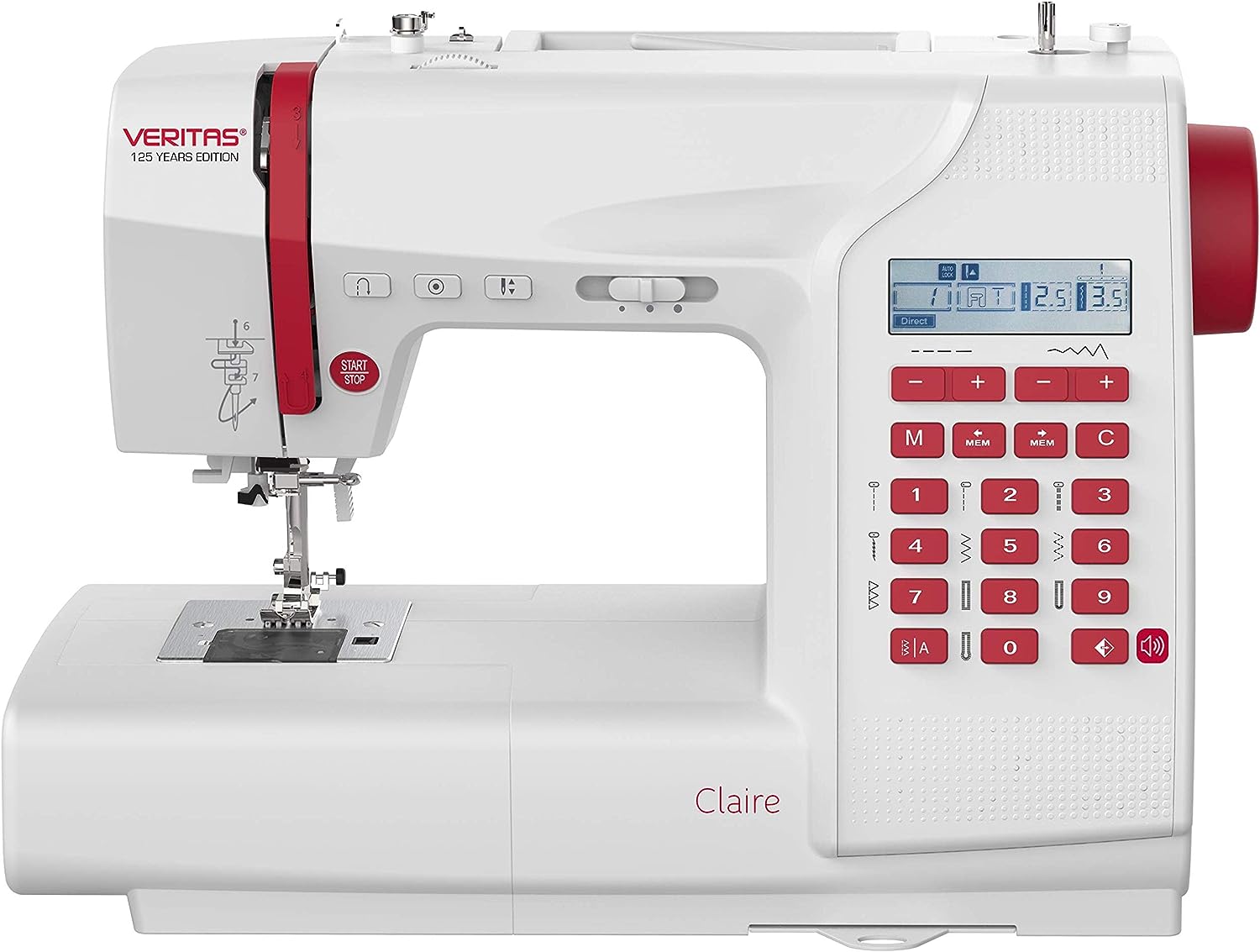 VERITAS Claire Sewing Machines - 197 Stitch Programmes, Memory Function, LCD Display, LED Sewing Light, with Alphabet and Numbers - 125 Years Anniversary Edition