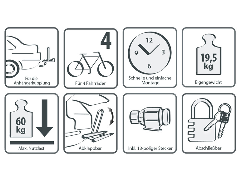 EUFAB Fahrradträger »Amber IV«, für 4 Räder, abschließbar