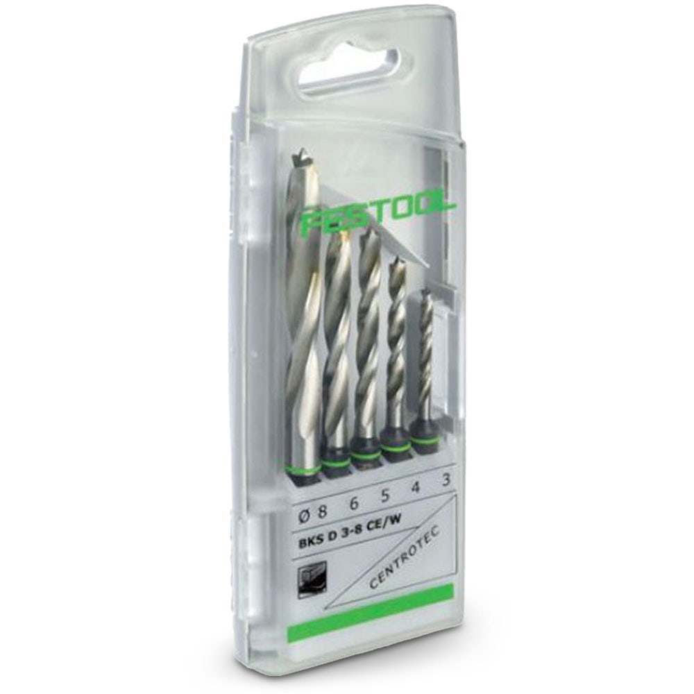 FESTOOL CENTROTEC 3-8mm Brad Point Drill Bit Set - 5 Piece