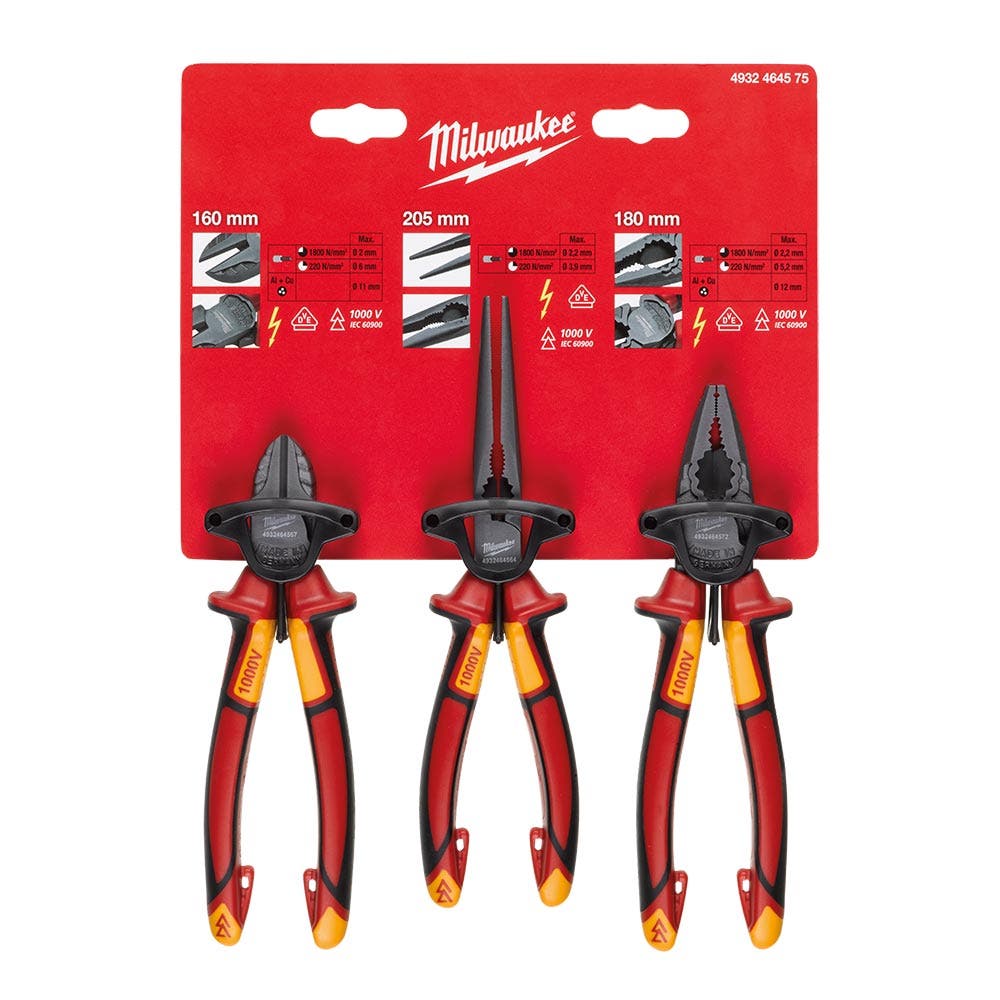 MILWAUKEE VDE Pliers Set - 3 Piece 4932464575