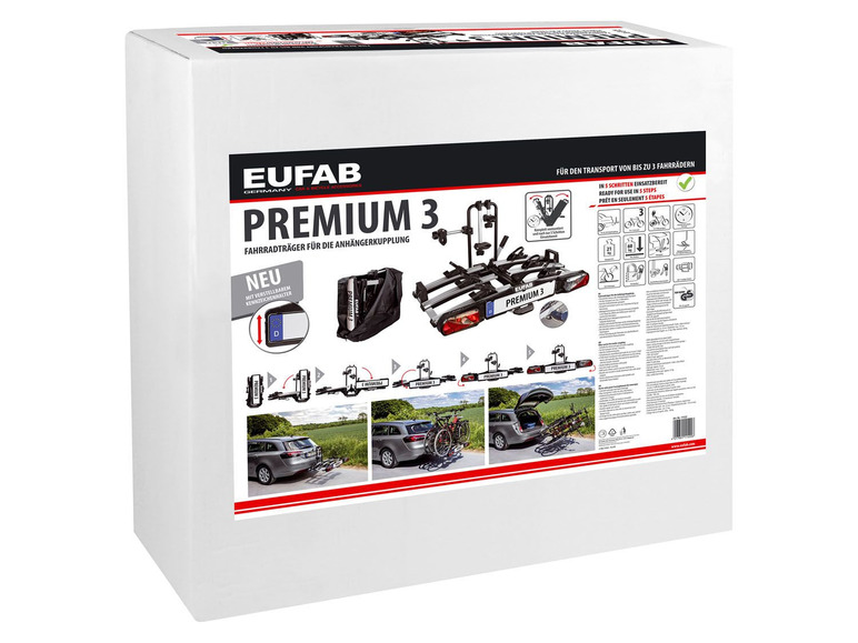 EUFAB Heckträger »Premium III«, für 3 Räder, Abklappmechanismus, abschließbar