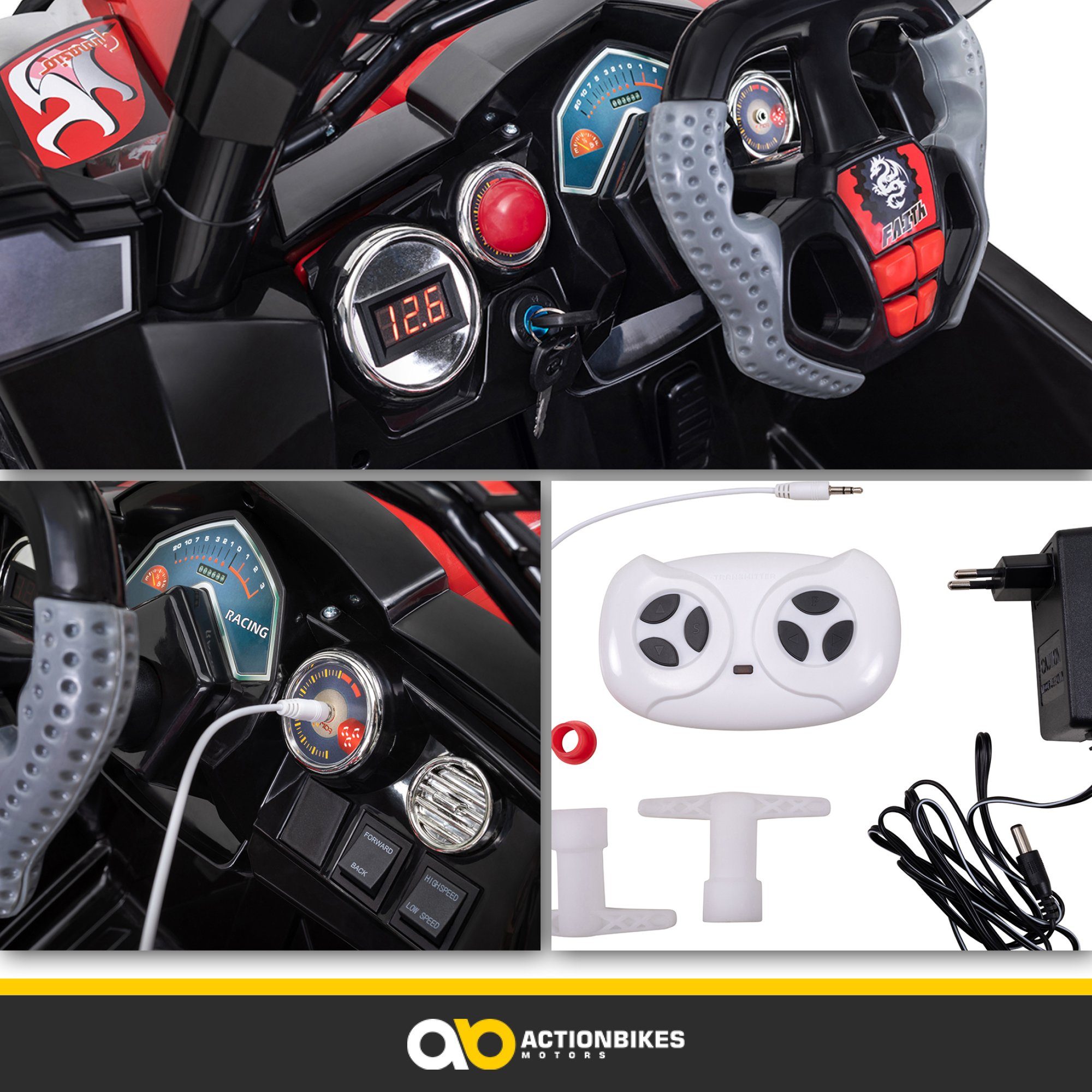 Actionbikes Motors electric children's car Jeep 801 with remote control, load capacity 40 kg, (2-piece), children's off-road vehicle toy from 3 years - automatic braking